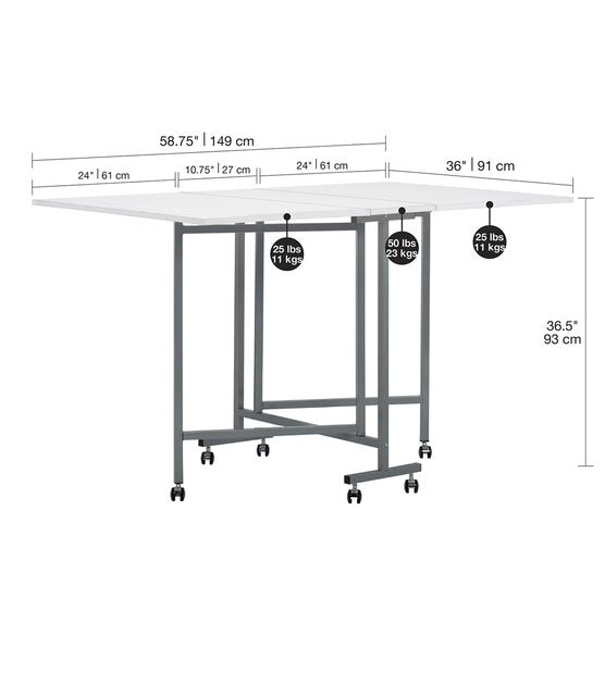 58.75'' x 36.5'' Foldable Sewing Table Offer Storage for Sewing or