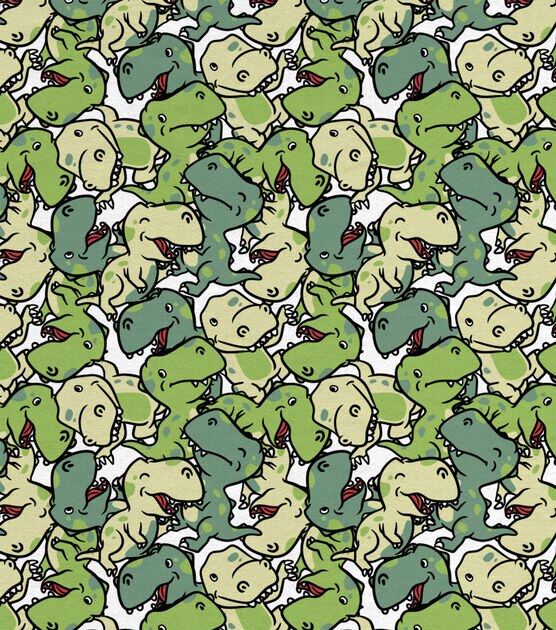 Green Cool T-Rex Nursery Flannel Fabric