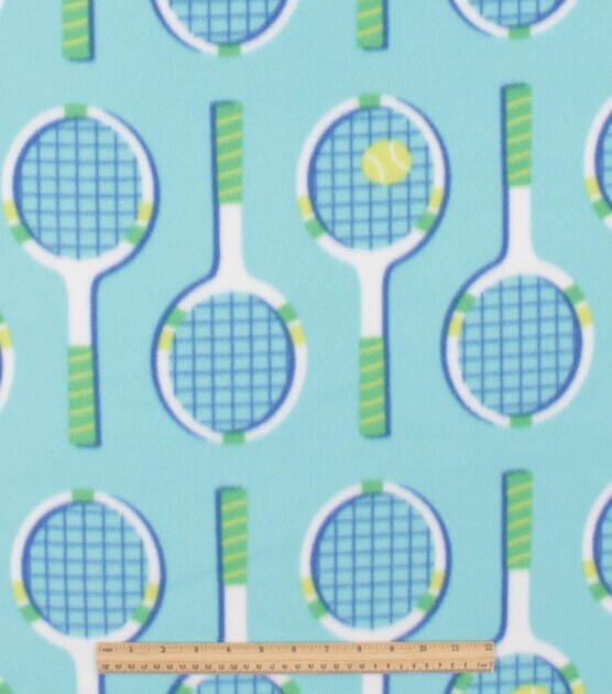 Blue Tennis Time Blizzard Fleece Fabric, , hi-res, image 2