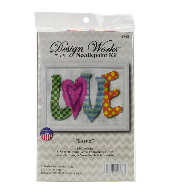 Love Needlepoint Kit, 7 x 5 Stitched in Yarn