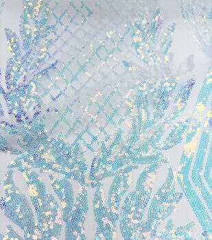 Mesh Embroidered Sequins Milou Blue - YES Fabrics
