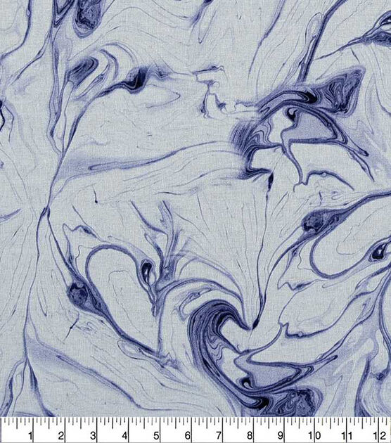 Blue & White Paint Pour Quilt Cotton Fabric by Keepsake Calico, , hi-res, image 2