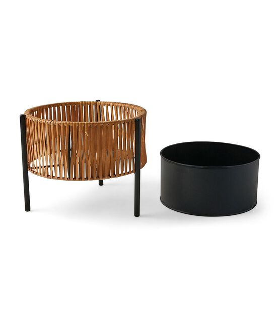 9" x 7" Spring Rattan Planter With Iron Legs by Place & Time, , hi-res, image 2