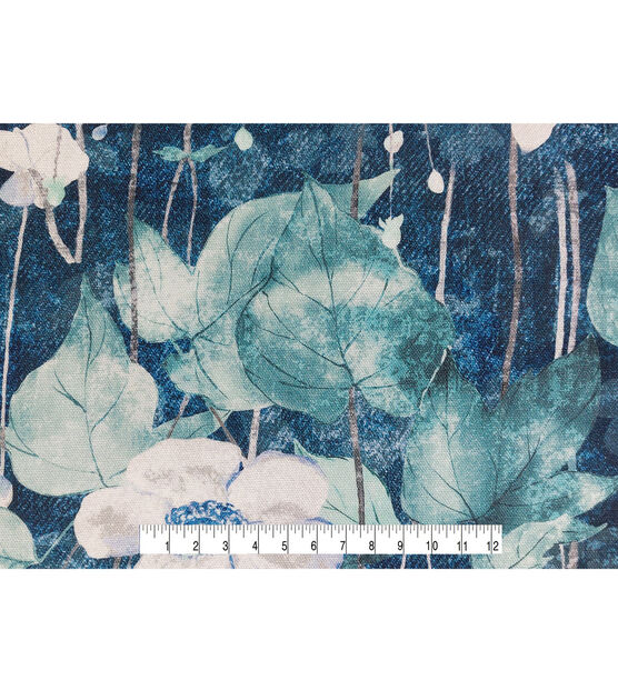 Floral On Blue Ground Cotton Canvas Fabric, , hi-res, image 4