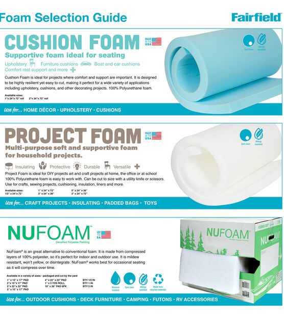 NuFoam Outdoor Safe Pad 22"x22"x4" thick, , hi-res, image 4
