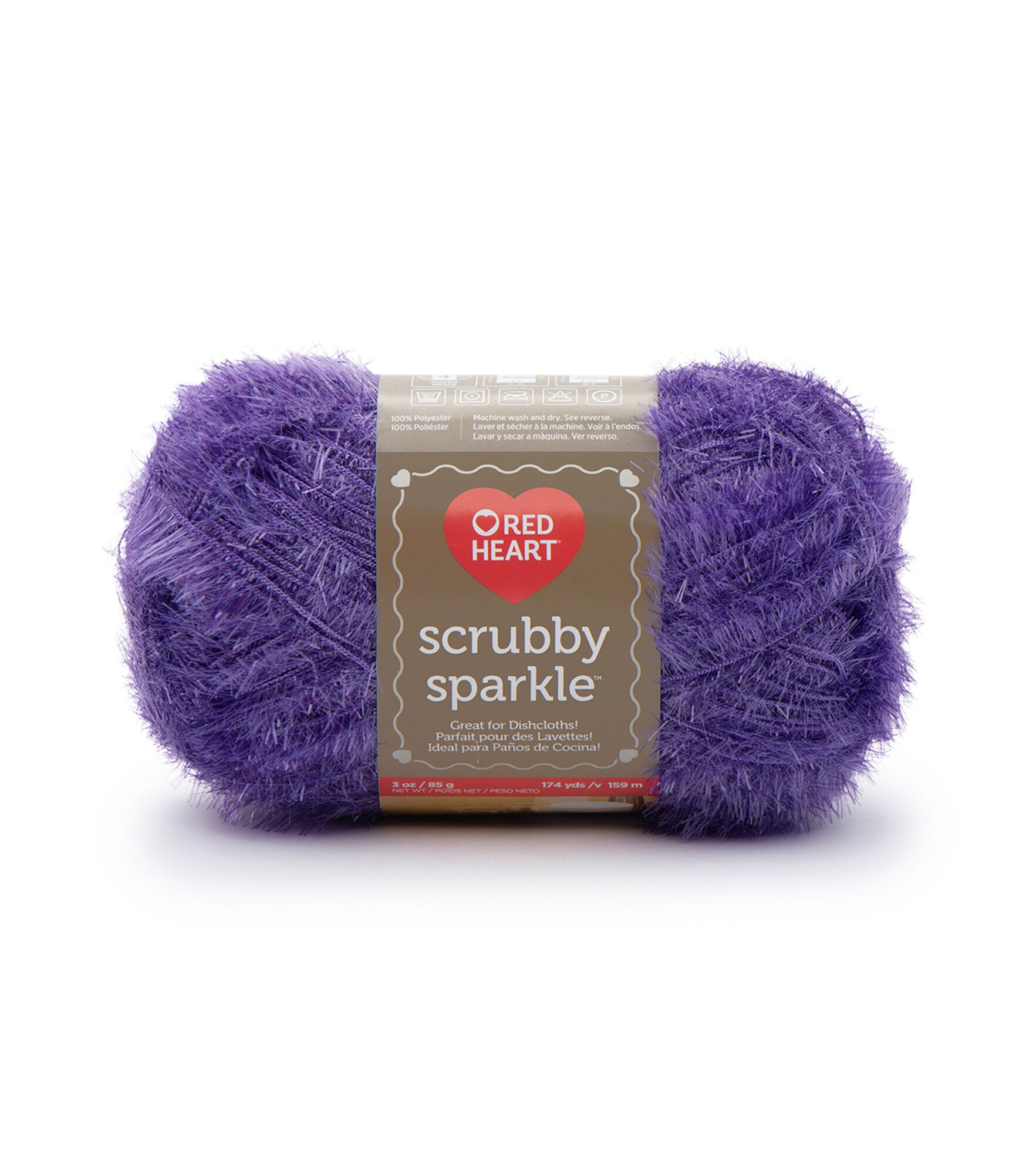 Red Heart Scrubby Sparkle 174yds Worsted Polyester Yarn, Grape, hi-res