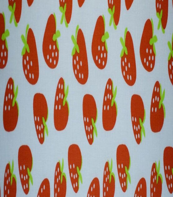 Strawberries On White Quilt Cotton Fabric by Joann