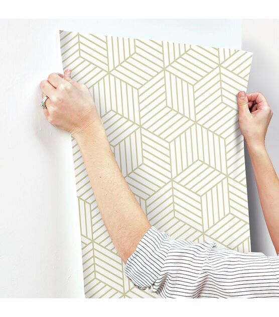 RoomMates Wallpaper White & Gold Hexagon, , hi-res, image 6