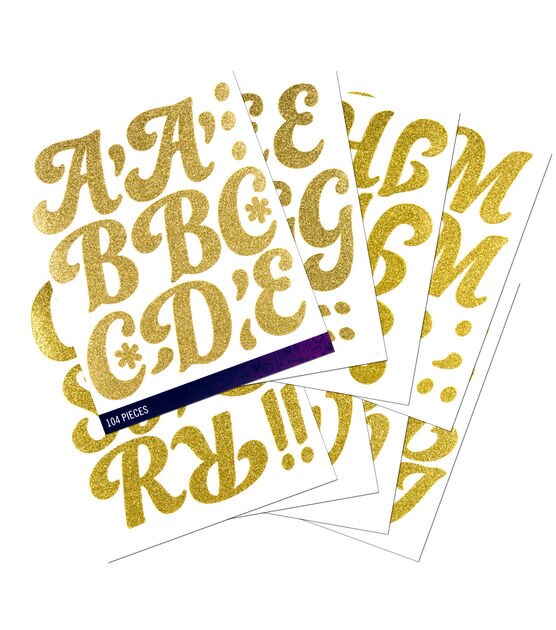 Sticko 104 Pack Funkydori X Large Glitter Alphabet Stickers Gold