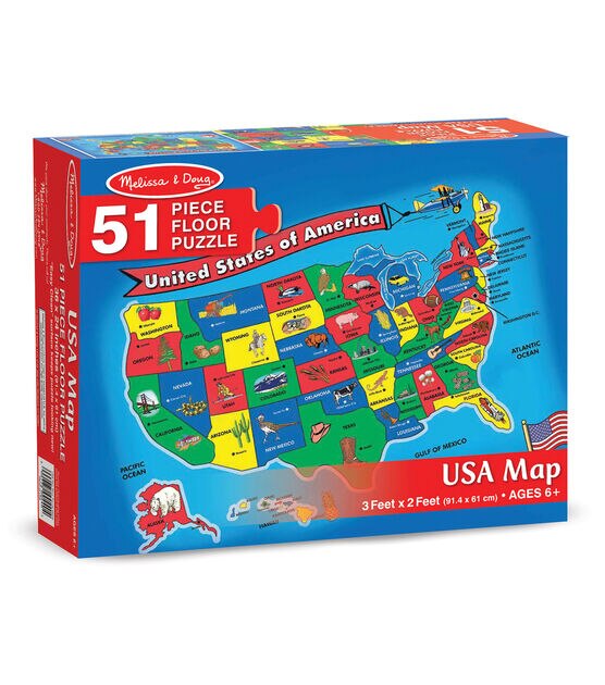 Melissa & Doug 2' x 3' USA Map Floor Puzzle 51pc, , hi-res, image 2