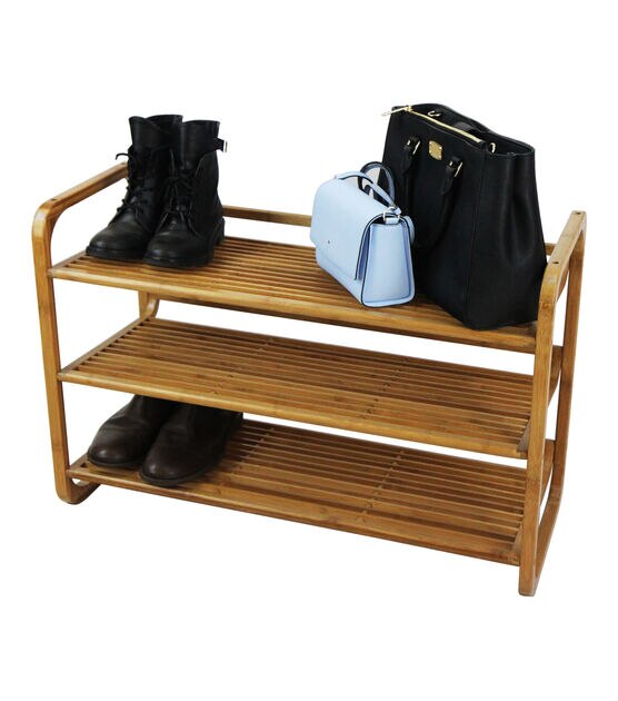 Oceanstar 29.5" x 20" Brown 3 Tier Bamboo Shoe Rack, , hi-res, image 8