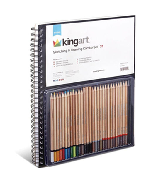 KINGART® Sketching & Drawing Set, 24 Piece Sketchbook & Pencil Set