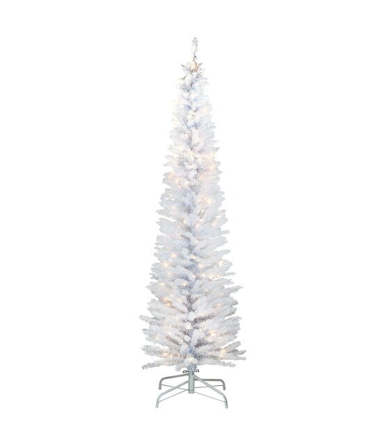 Hivago Iridescent Tinsel Artificial 7 High Christmas Tree with 1156 Branch Tips in White | Mathis Home