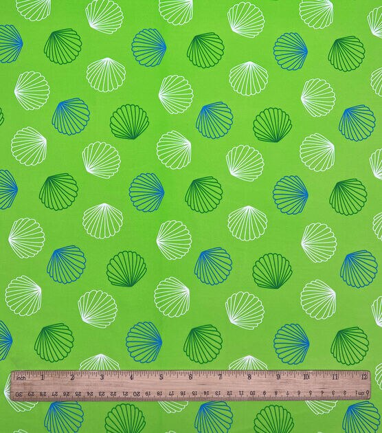 Shells on Lime Green Swim Fabric by POP!, , hi-res, image 2