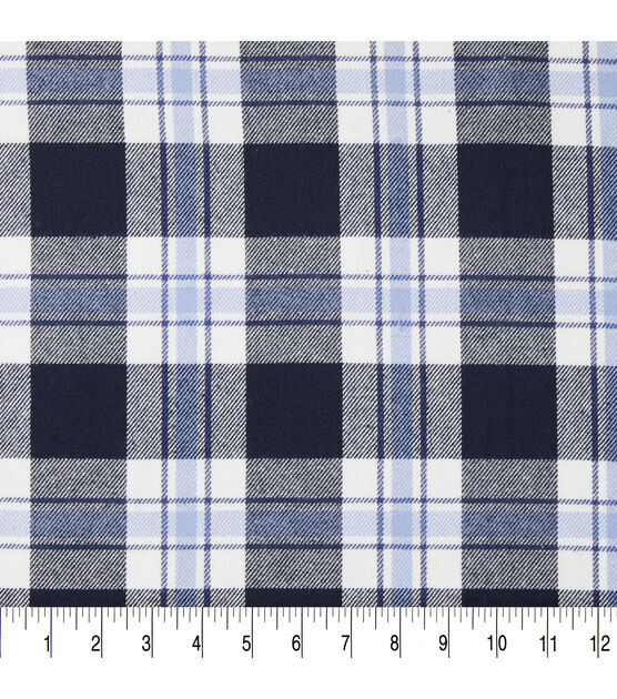 White & Blue Plaid Brush Cotton Fabric, , hi-res, image 3