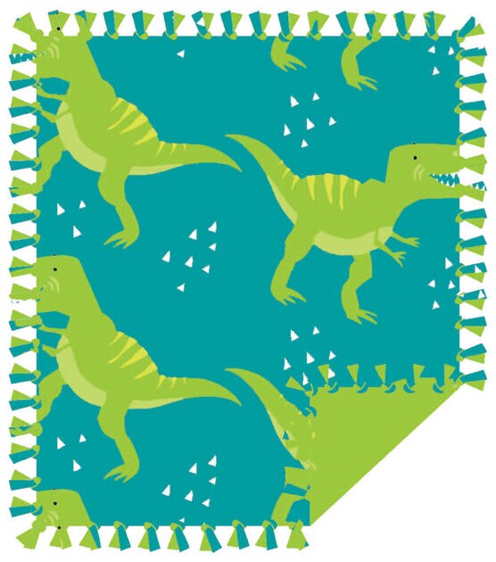 48" Wide Dinosaurs No Sew Fleece Blanket by Happy Value