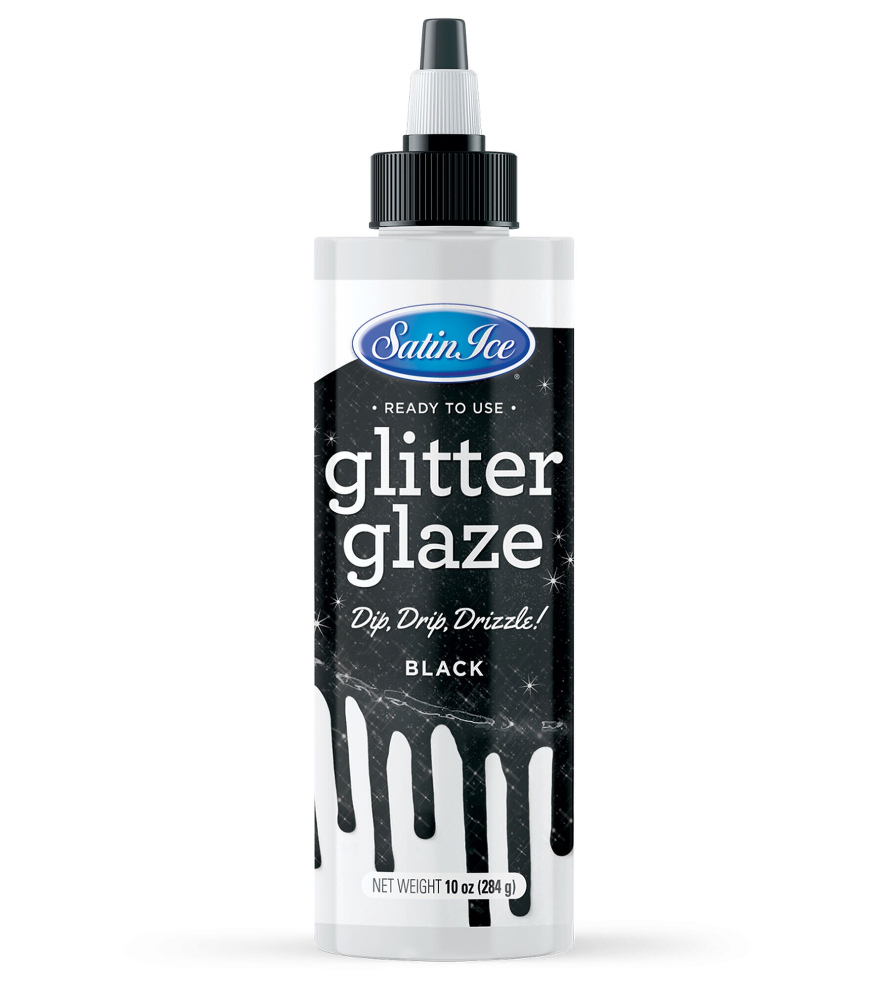 Satin Ice 10oz Glitter Glaze, Black, hi-res