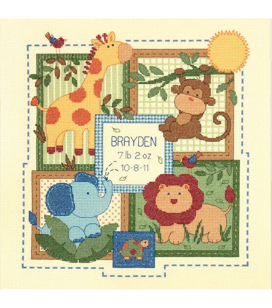 Dimensions 12" Baby Hugs Savannah Birth Record Counted Cross Stitch Kit