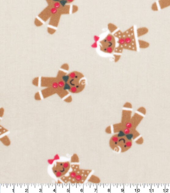 Christmas Gingerbread on Beige Anti Pill Fleece Fabric, , hi-res, image 3