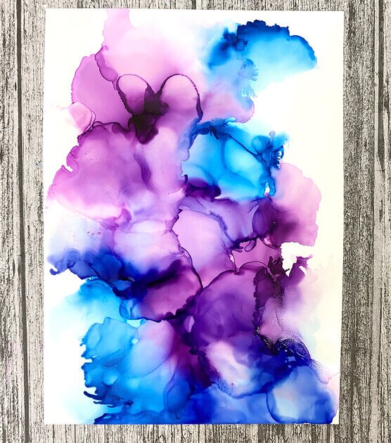 Original Alcohol Ink Art, Alcohol Ink Art on Yupo Paper Mounted on a Wood  Panel, Modern Art, Abstract Art, Blue Gold and Purpl 9 X 12resin 