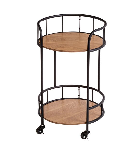 Honey Can Do 2 Tier Round Side Table with Wheels Black, , hi-res, image 5