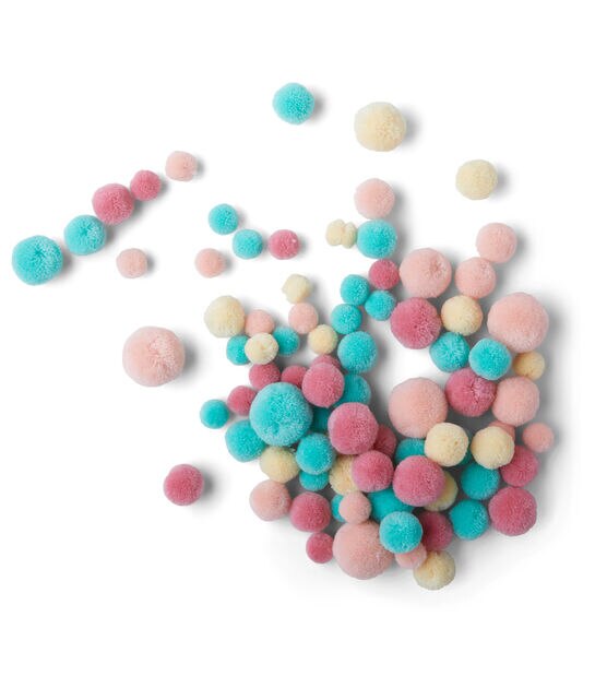 85mm Pink & Blue Assorted Pom Poms 85ct by POP!