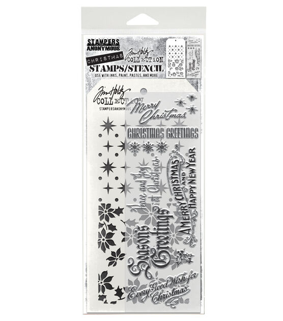 Tim Holtz 11 Holiday Sketchbook Clear Stamps & Stencil Set