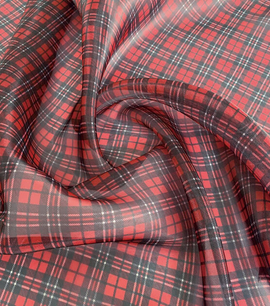 Red Plaid Organza Fabric by Sew Sweet, , hi-res, image 3