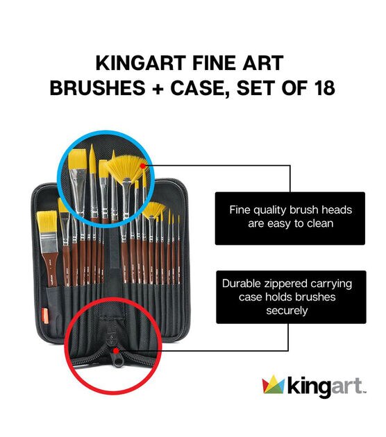 KINGART Studio Brush Set 18 Pc & Case, , hi-res, image 5