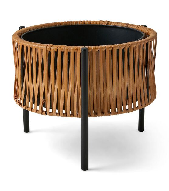 9" x 7" Spring Rattan Planter With Iron Legs by Place & Time