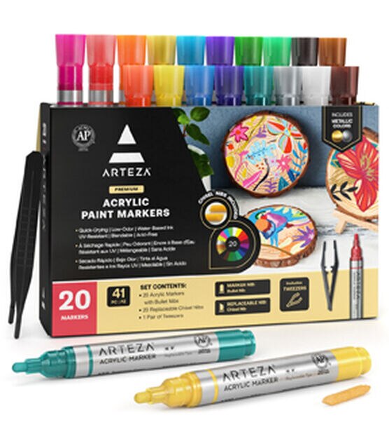 Arteza Acrylic Markers, Space Black A003 - 3 Pack