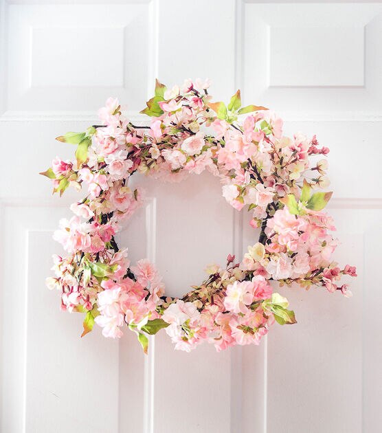 Nearly Natural 24" Cherry Blossom Wreath, , hi-res, image 3