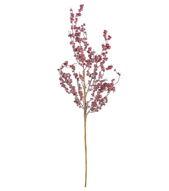 30" Red Frosted Berry Stem by Bloom Room