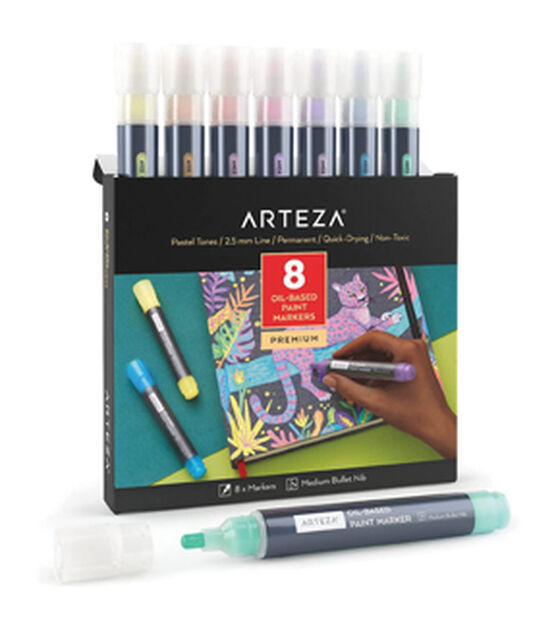 ARTEZA Fabric Paint Markers Set of 30 Permanent Dual-Tip Textile
