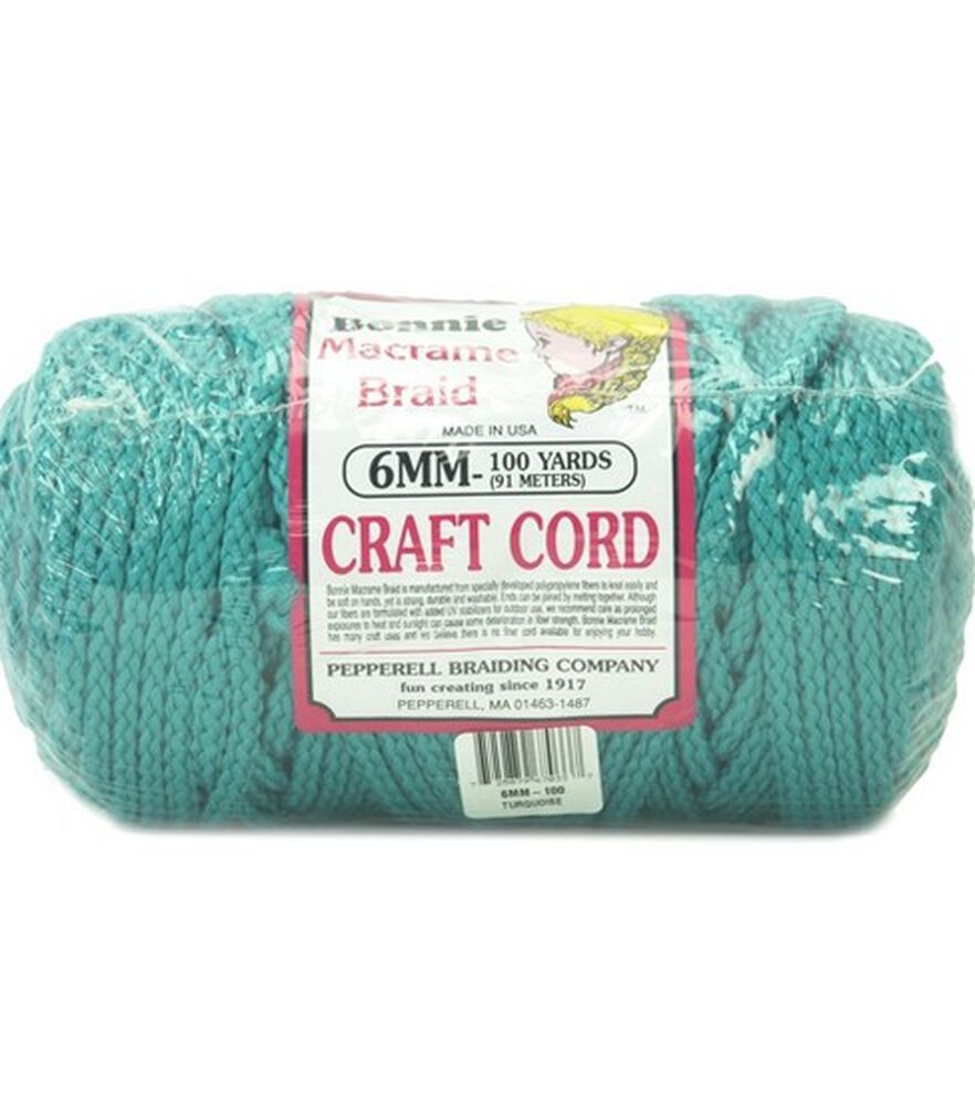 Bonnie Macrame 100yds, 6mm Craft Cord, Turquoise, swatch