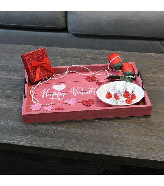 Elegant Designs Wood Serving Tray 15.50" x 12" "Happy Valentine's Day", , hi-res, image 6