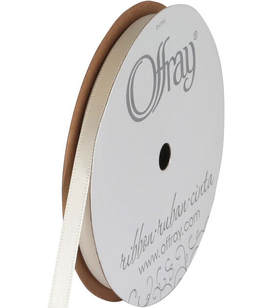 Offray White 1/8 Dainty Satin Ribbon