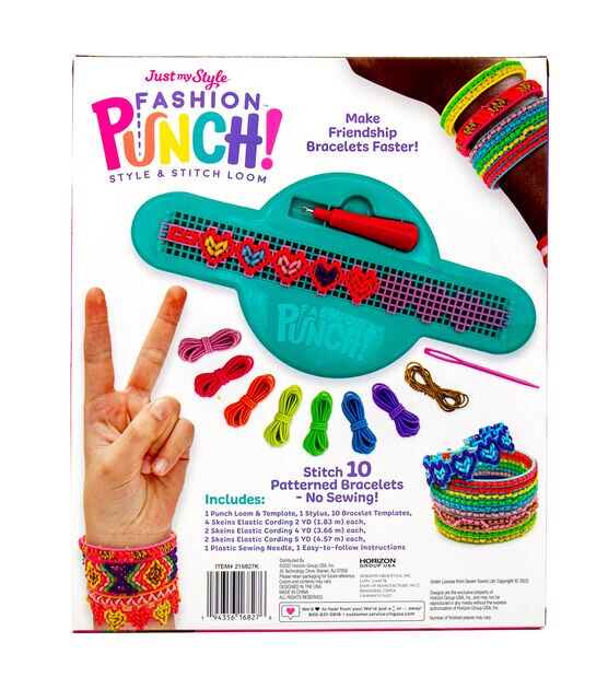 Just My Style Fashion Punch Style & Stitch Loom, Friendship Bracelet Kit, Jewel