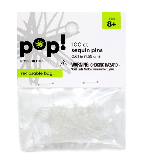 POP! Clear Plastic Sequin Pins 100pcs