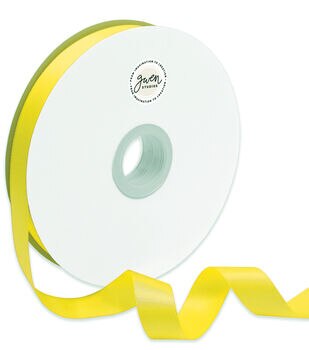 Yellow Double Faced Satin Ribbon for Crafts, 5/8 x 100 Yards by Gwen  Studios 