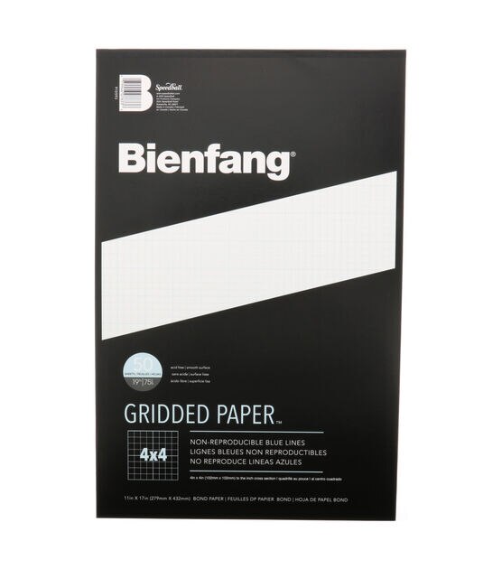Bienfang Designer Grid Paper Pad 4x4 Grid 11"x17"