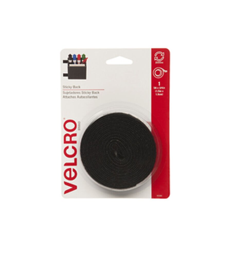 Velcro 3/4 x 5' Black Sticky Back Tape