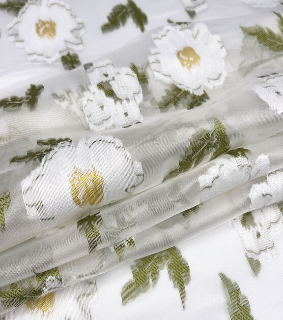 White Daisies Fil Coupe Fabric, , hi-res, image 4