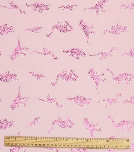 Foil Dinosaurs on Pink Pure Plush Fleece Fabric, , hi-res, image 3