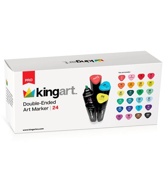 KINGART PRO Double-Ended Art Alcohol Markers, in 24 Portrait Palette Colors  with Both Fine & Chisel Tips and Superior Blendability