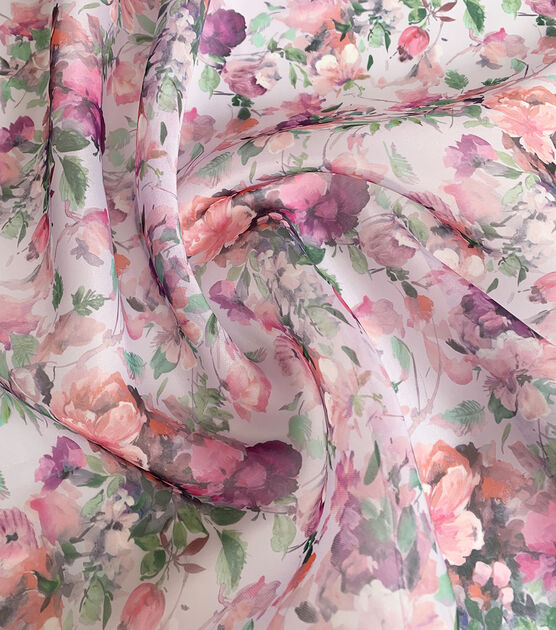 Pink Bouquet Floral Print Organza Fabric by Sew Sweet, , hi-res, image 3