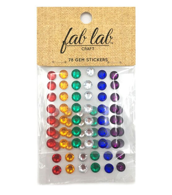 Fab Lab 7mm Multicolor Round Stick On Rhinestones 78pc