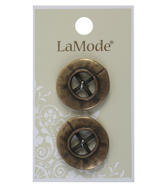 1 Antique Gold Metal Buttons, LaMode