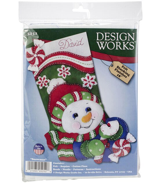 Design Works 18" Candy Cane Snowman Felt Stocking Kit