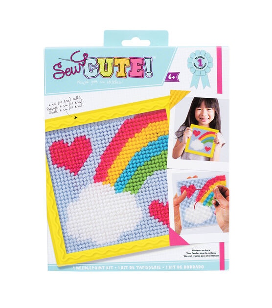 American Crafts 6 x 6 Learn To Sew Rainbow Needlepoint Kit 12pc